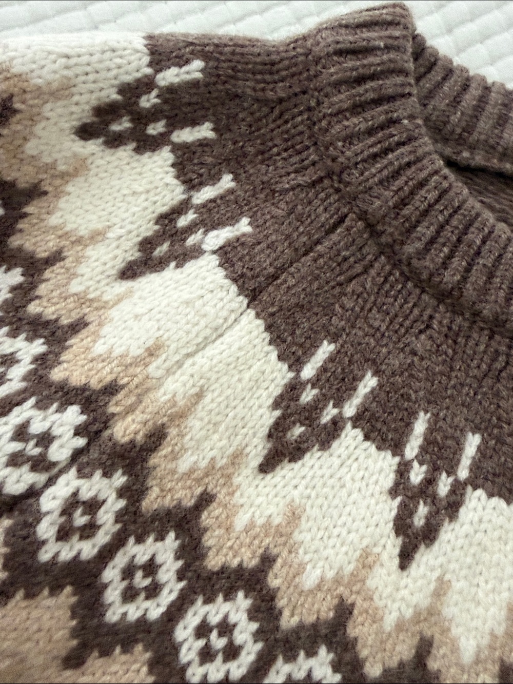 rag & bone Brown and Cream Fair Isle Crewneck Sweater - Picture 6 of 10